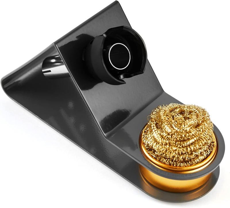 Noah Premium Soldering Iron Holder with Brass Coil Tip Cleaner, Soft Coiled Brass Tip Cleaner Kit, No Water Needed, Black - Image 1